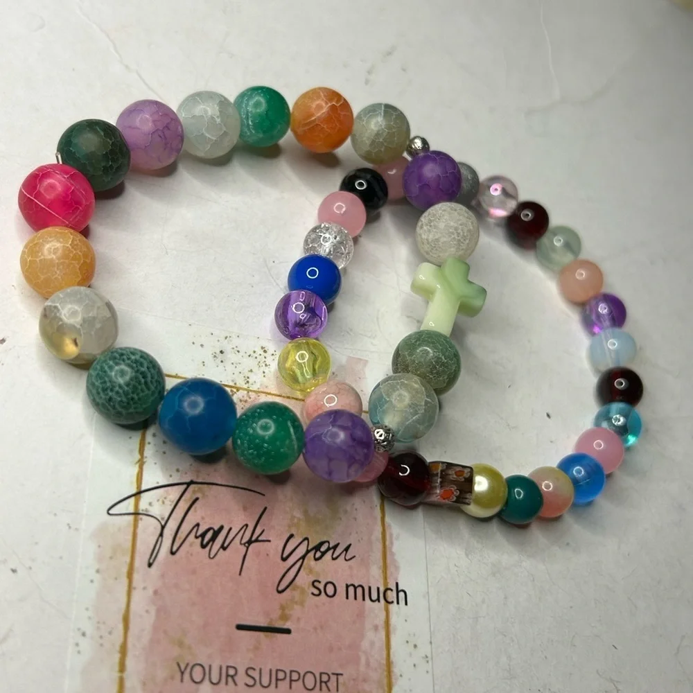 Multi-Color Agate Bracelet Set - Picture 3 of 3